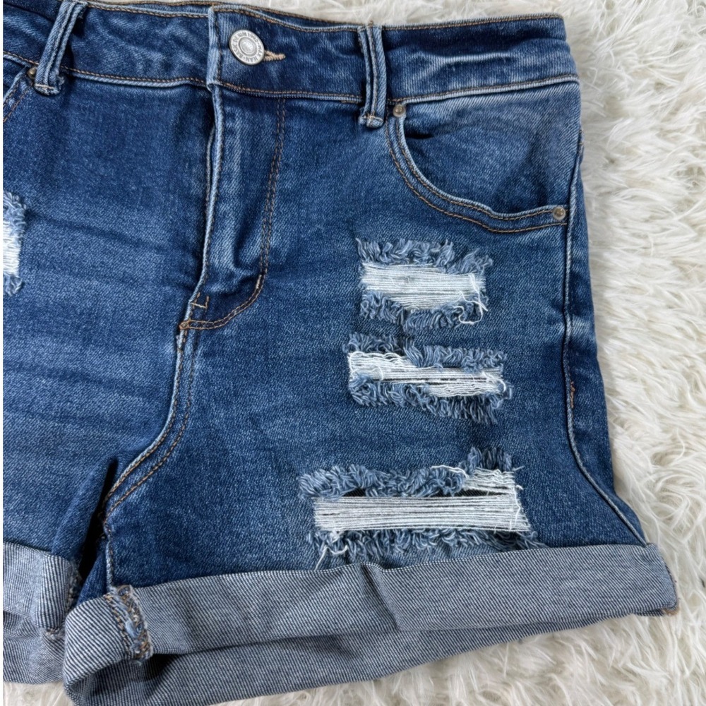 WAX Jean Women's Distressed Denim Shorts Rolled Cuffs Medium Casual Y2K Jorts